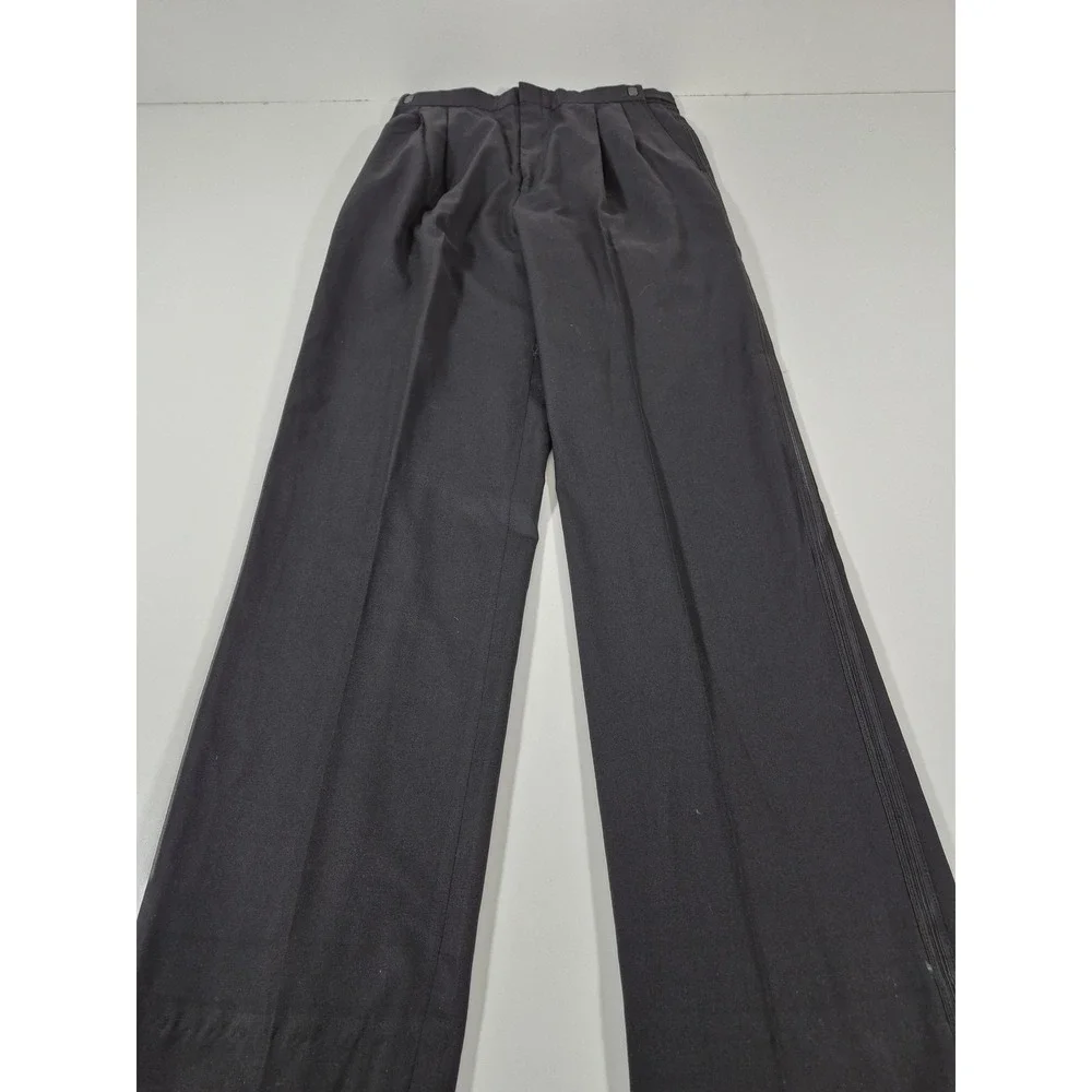 Loro Piana Formal Knight Suit Pants Mens 34x36 Black Wool Tuxedo Pleated